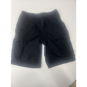 Airwalk Men's Cargo‎ Shorts Waist 34 Solid Black Flat Front Cotton